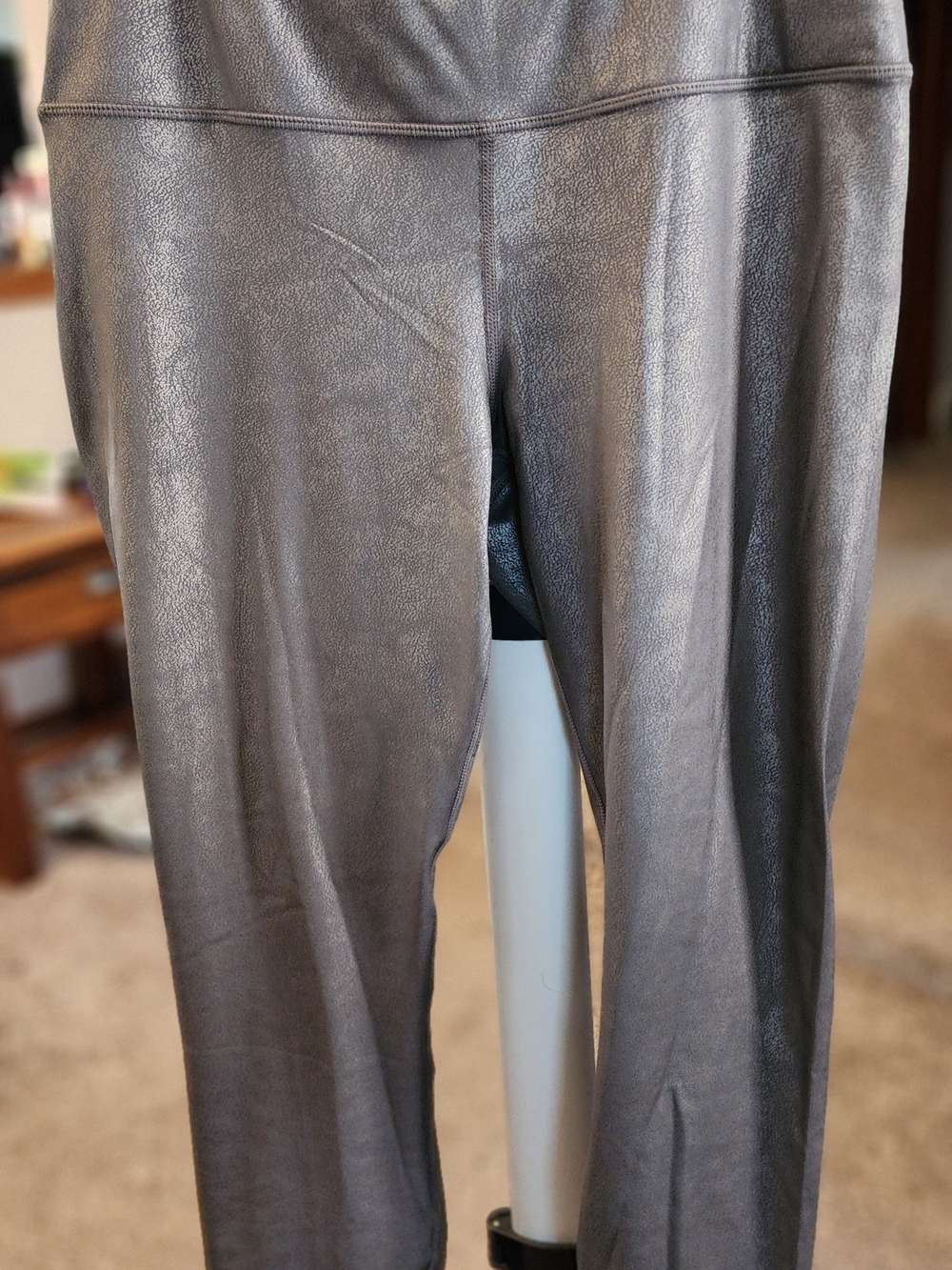 90 Degree By Reflex Metallic Gray Faux Leather Leggings